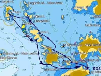 Mappa dell'itinerario da Kos a Kos